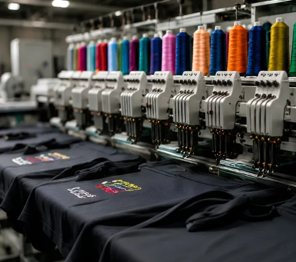 Industrial embroidery production