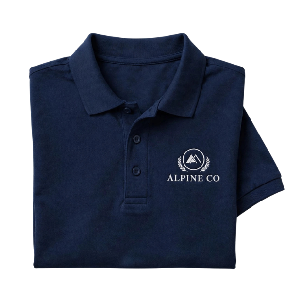 Black custom polo shirt with logo